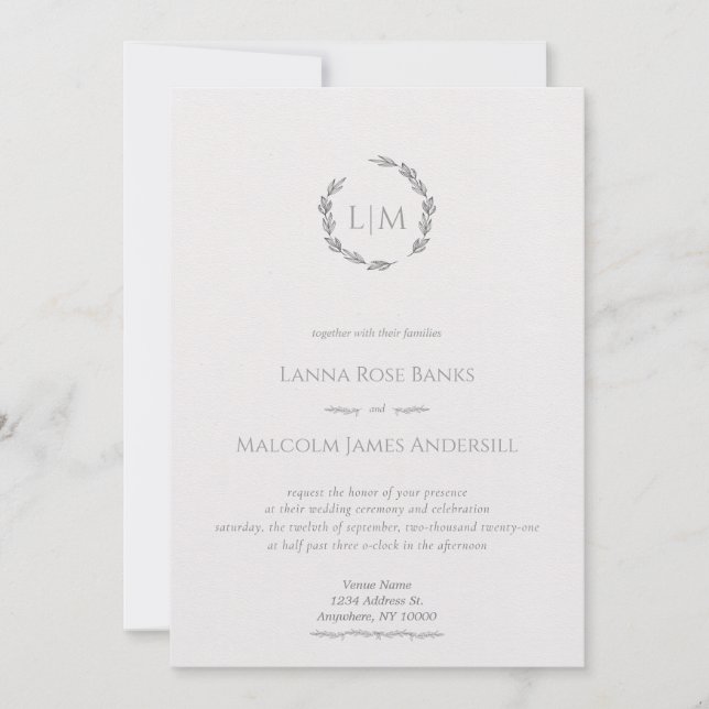 Clean & Minimal w/ Simple Botanical Line Drawings Invitation (Front)
