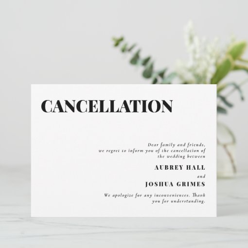 Clean Minimal Wedding Cancellation Invitation | Zazzle