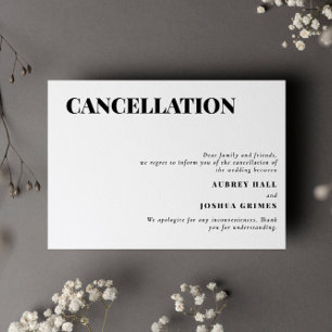 Clean Minimal Wedding Cancellation Invitation