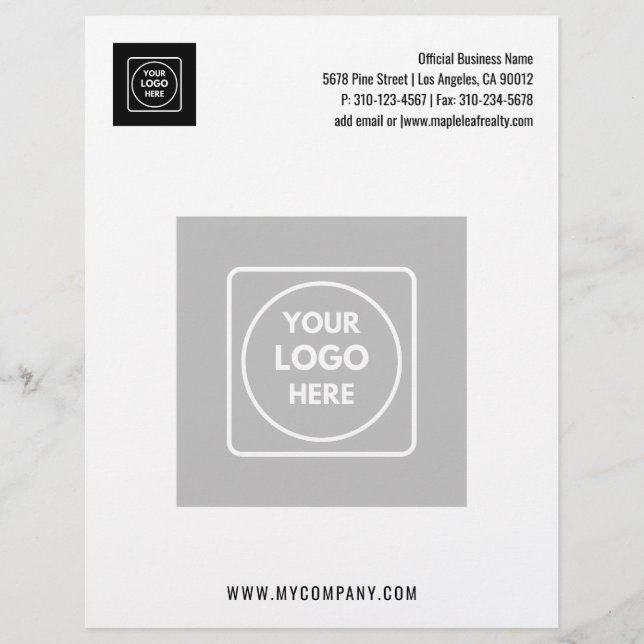 Clean Minimalist Business Watermark letterhead (Front)