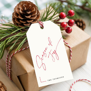 Clean Minimalist Family Name Christmas Present Gift Tags