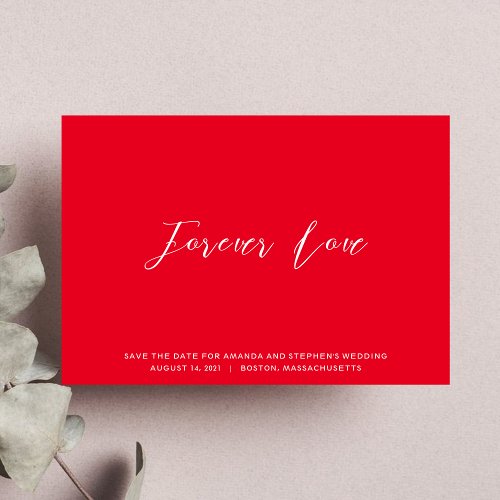 Clean Minimalist Forever Love Hot Pink Typography  Save The Date