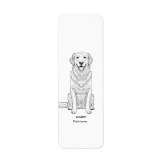 Clean Minimalist Golden Retriever Line Art  Label
