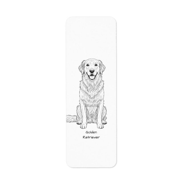 Clean Minimalist Golden Retriever Line Art  Label (Front)