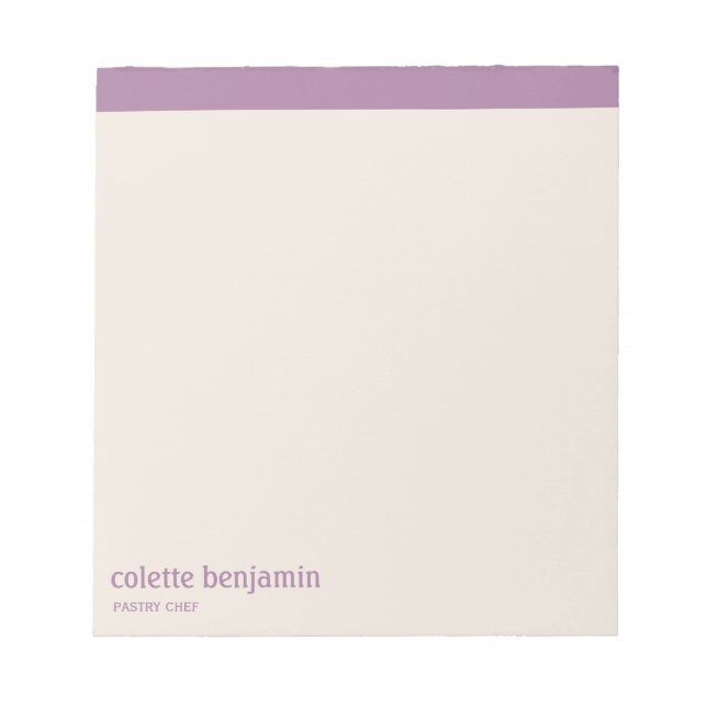 Clean Minimalist Lavender Purple & Pale Peach Notepad (Front)