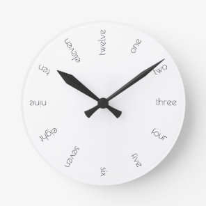 Clean, minimalist letter numeral round clock
