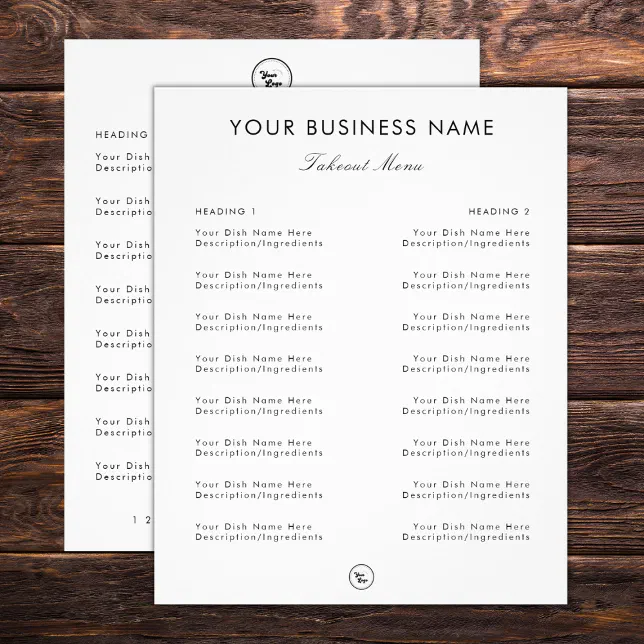 Clean Minimalist Restaurant Takeout Menu & Logo Flyer | Zazzle