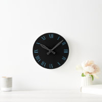 Clean, minimalist roman numeral in custom color round clock