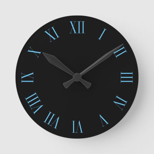 Clean minimalist roman numeral in custom color round clock