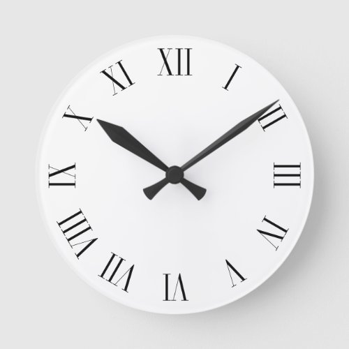 Clean minimalist roman numeral in custom color round clock