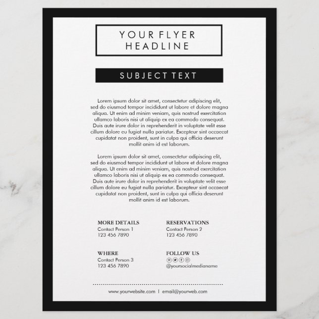 Clean Minimalist Social Media Luxury B&W 8.5x11 Flyer (Front)