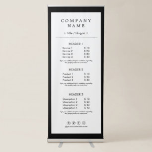 Clean Minimalist Social Media Luxury Black & White Retractable Banner