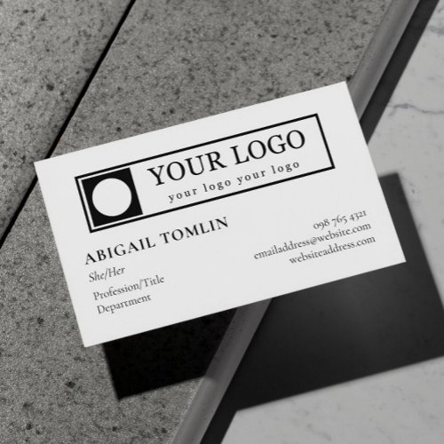 Clean Minimalist Your Logo  Personal Pronoun Business Card