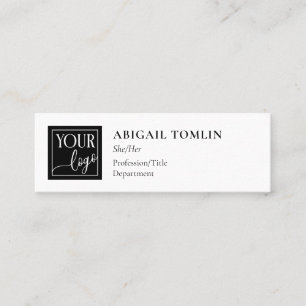 Clean Minimalist Your Logo & Personal Pronoun Mini Business Card