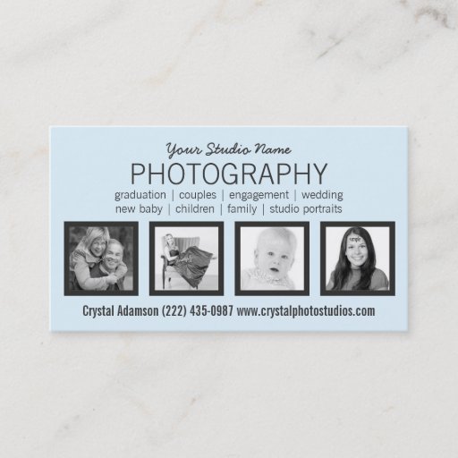 Customizable Clean Modern 4 Photos Any Profession Business Cards