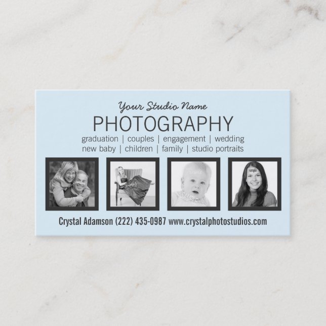 Clean Modern 4 Photos Any Profession Business Card (Front)