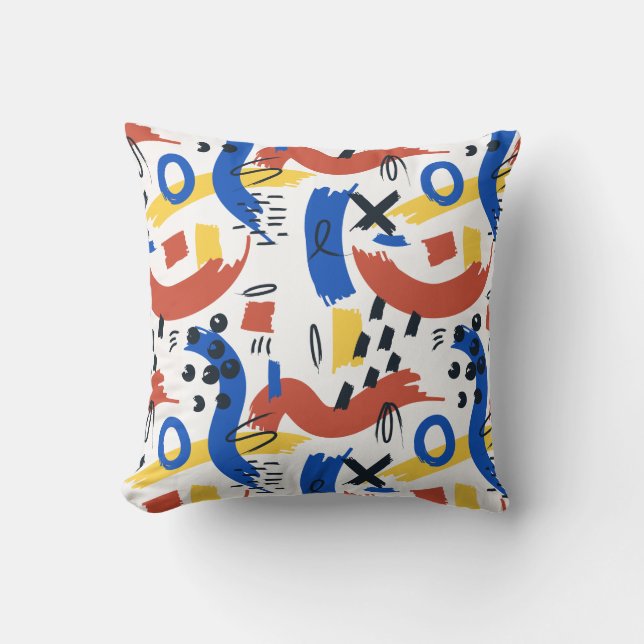 Clean Modern Abstract Pattern | Colorful Artistic  Throw Pillow (Front)