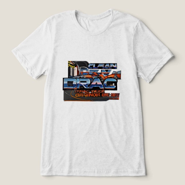 Clean Modern Bike & Car Drag Race Sticker Tri-Blend Shirt (Design Front)