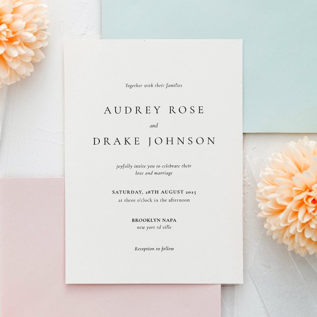 Clean Modern Black and White Wedding Invitation (Creator Uploaded)