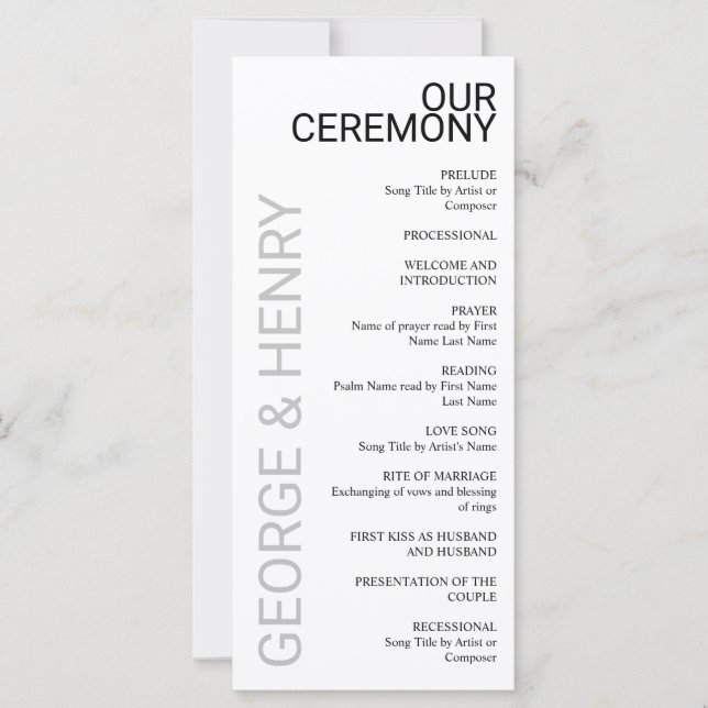 Clean Modern Black Gray White Wedding (Front)