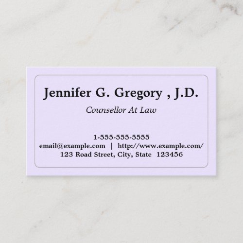 Clean  Modern Counsellor At Law Business Card