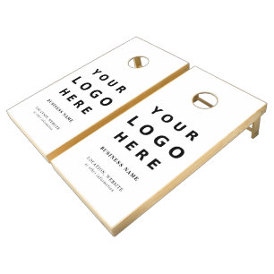 Clean Modern Customized Business Logo Design White Cornhole Set