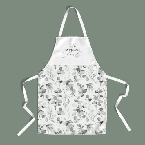 Clean modern elegant botanical green gray holiday  apron