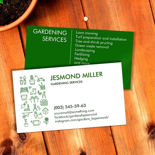 Clean Modern Gardening Services Business Card