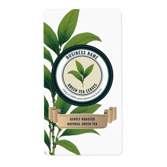 Clean Modern Green Tea Label Templates (Front)