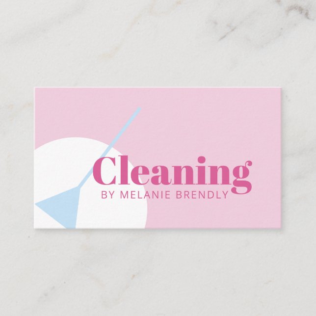 Clean Modern House Cleaning Service Business Card (Front)