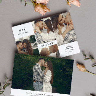 Clean Modern Initials & 4 Photos Save the Date