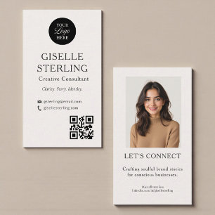 Clean Modern Photo Logo QR Code Business Card