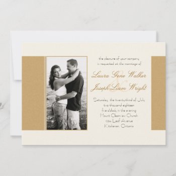 Clean Modern Photo Wedding Invitation - Brown by fireflidesigns at Zazzle