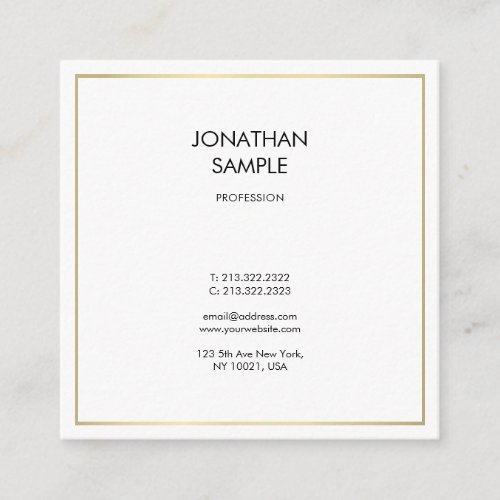 Clean Modern Professional Design Creative Plain Square Business Card
