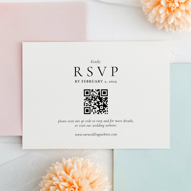 Clean Modern Qr Code Wedding  RSVP Card (Creator Uploaded)