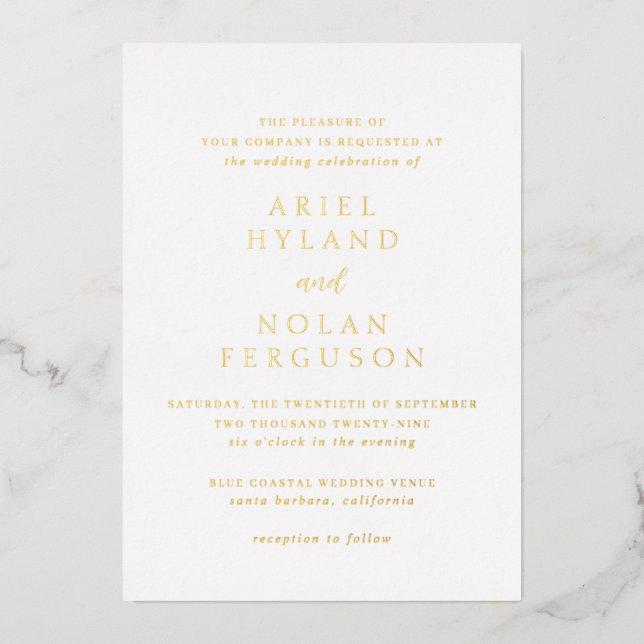 Clean Modern Wedding Foil Invitation (Front)