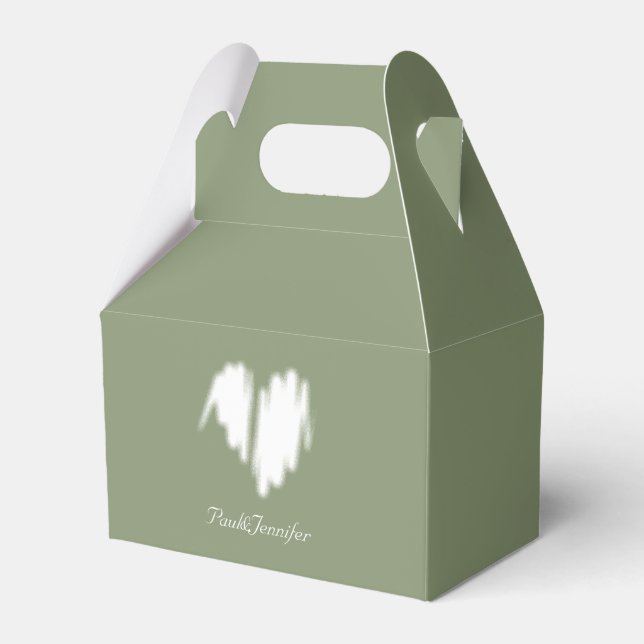 Clean Monochrome Classic Graffiti White Heart Favor Boxes (Front Side)