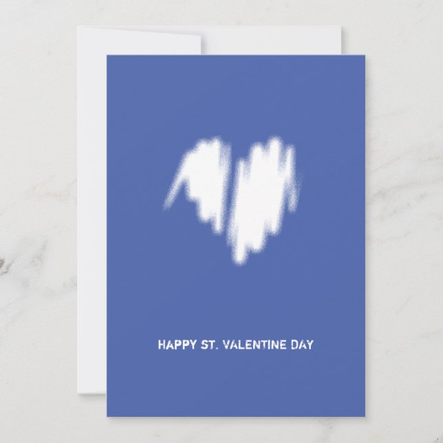 Clean Monochrome Modern White Heart QR Code Holiday Card (Front)