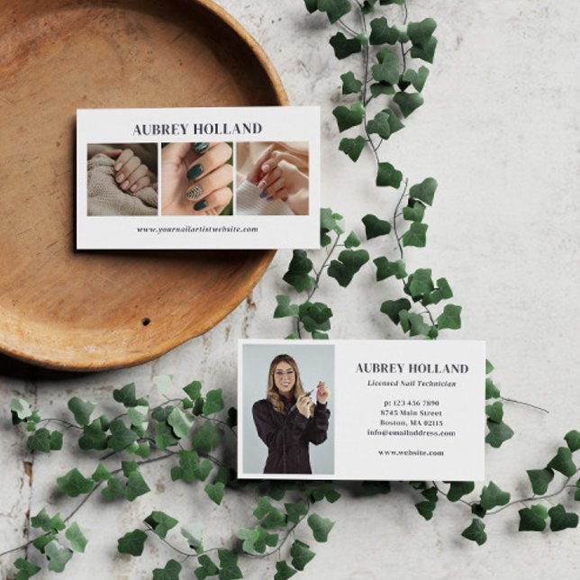 Clean Nail Artist Photo Collage Profile Photo Business Card (Creator Uploaded)