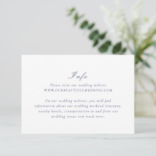 Clean Navy Blue Elegant Wedding Enclosure Card