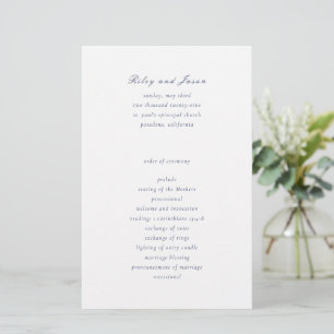 Clean Navy Blue Elegant Wedding Program