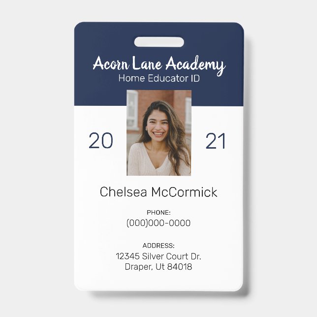 Clean Navy Homeschool Educator ID Badge (Front)