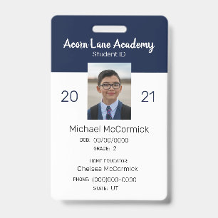 Clean Navy Homeschool Student ID Badge