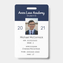 Clean Navy Homeschool Student ID Badge