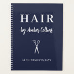 Clean Navy White Scissors Hair Stylist Appointment Planner<br><div class="desc">Navy blue appointment book planner with a pair of white scissors, elegant fonts, and your name in a charming script.</div>