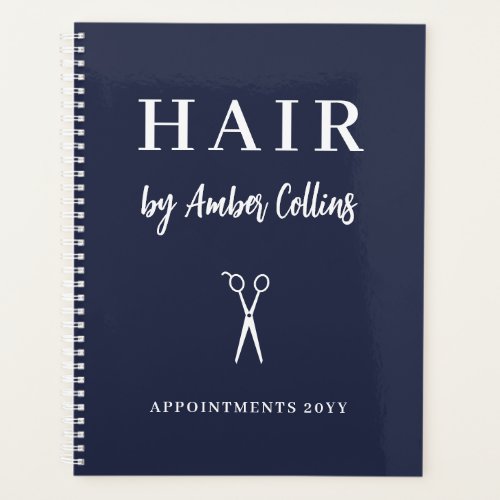 Clean Navy White Scissors Hair Stylist Appointment Planner