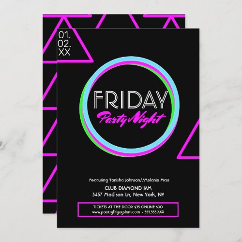 Clean Neon Night Club Flyer Promotional Invitation