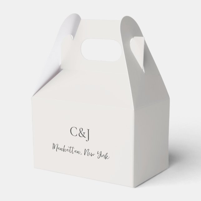 Clean Neutral Elegant Wedding Favor Boxes (Front Side)