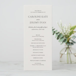 Clean Neutral Elegant Wedding Program