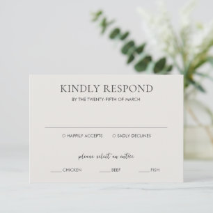 Clean Neutral Elegant Wedding RSVP Card